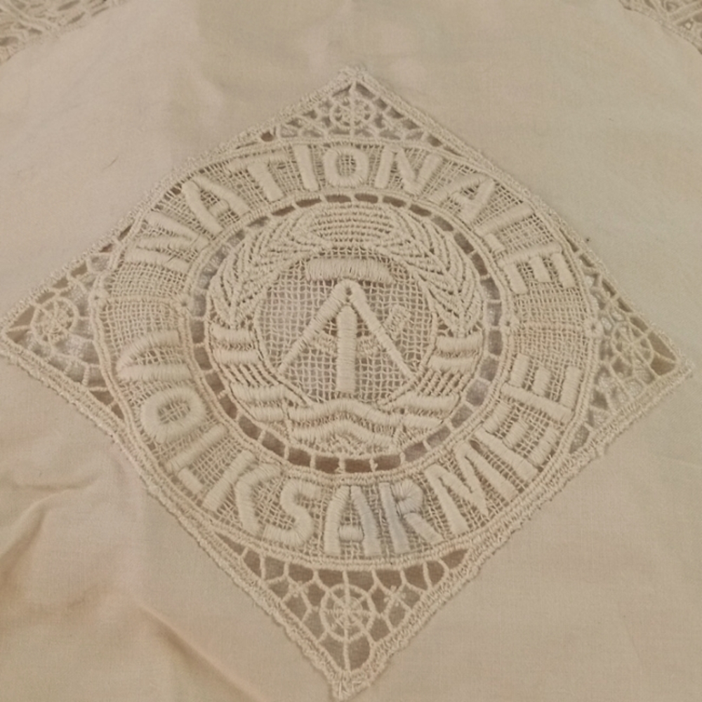 Vintage Nationale Volksarmee Lace Handkerchief Historical Collectable.